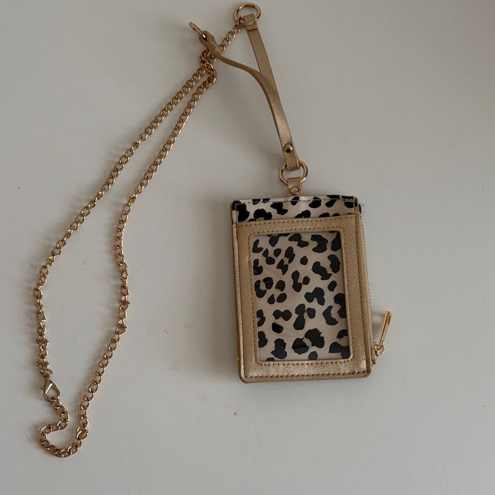 Chico's Gold and Black Leopard Key & Card Holder